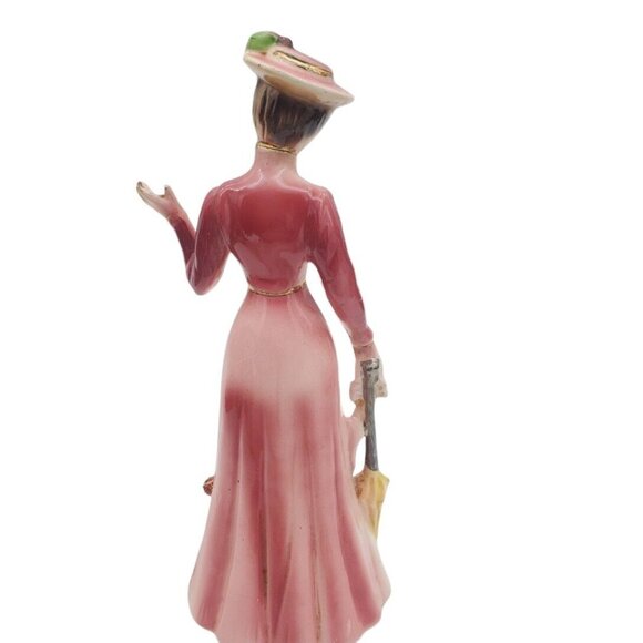 Vintage Japan‎ Victorian Lady w/Flower Basket Porcelain Figurine Kelvin Statue - Picture 7 of 10